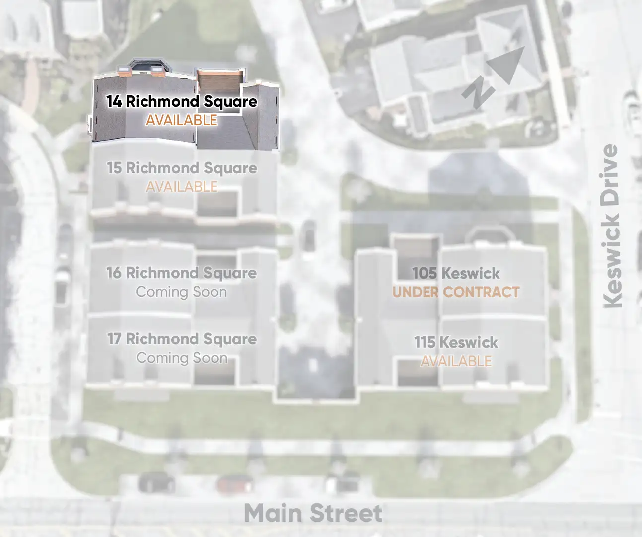 Site plan locator highlighting 14 Richmond Square