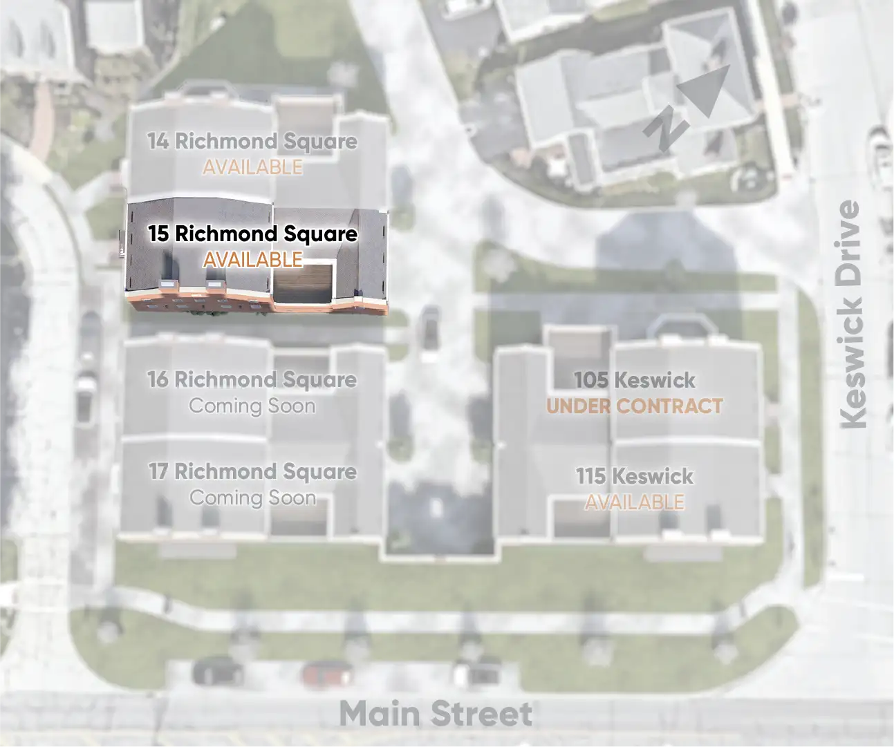 Site plan locator highlighting 15 Richmond Square