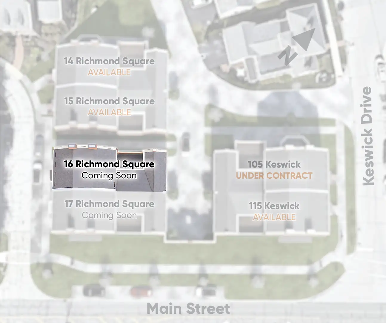Site plan locator highlighting 16 Richmond Square