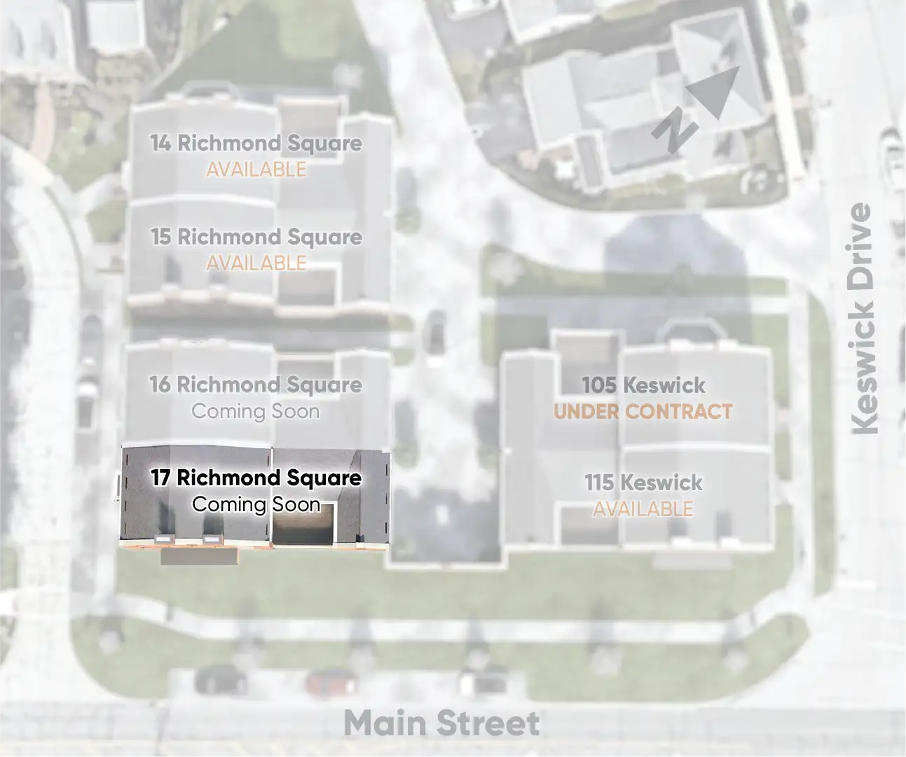 Site plan locator highlighting 17 Richmond Square